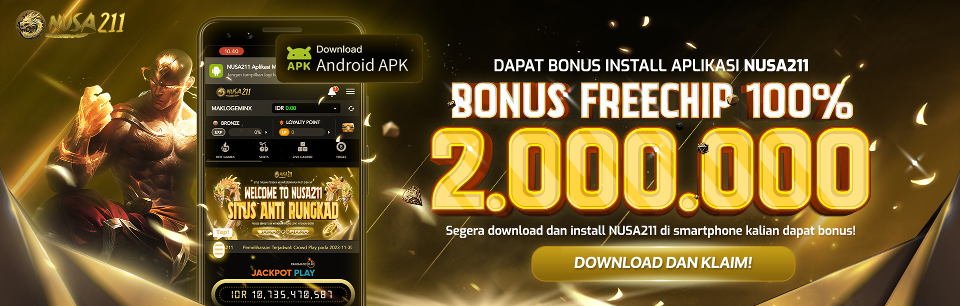 BONUS DOWNLOAD APK FREECHIP 100% 2 JUTA